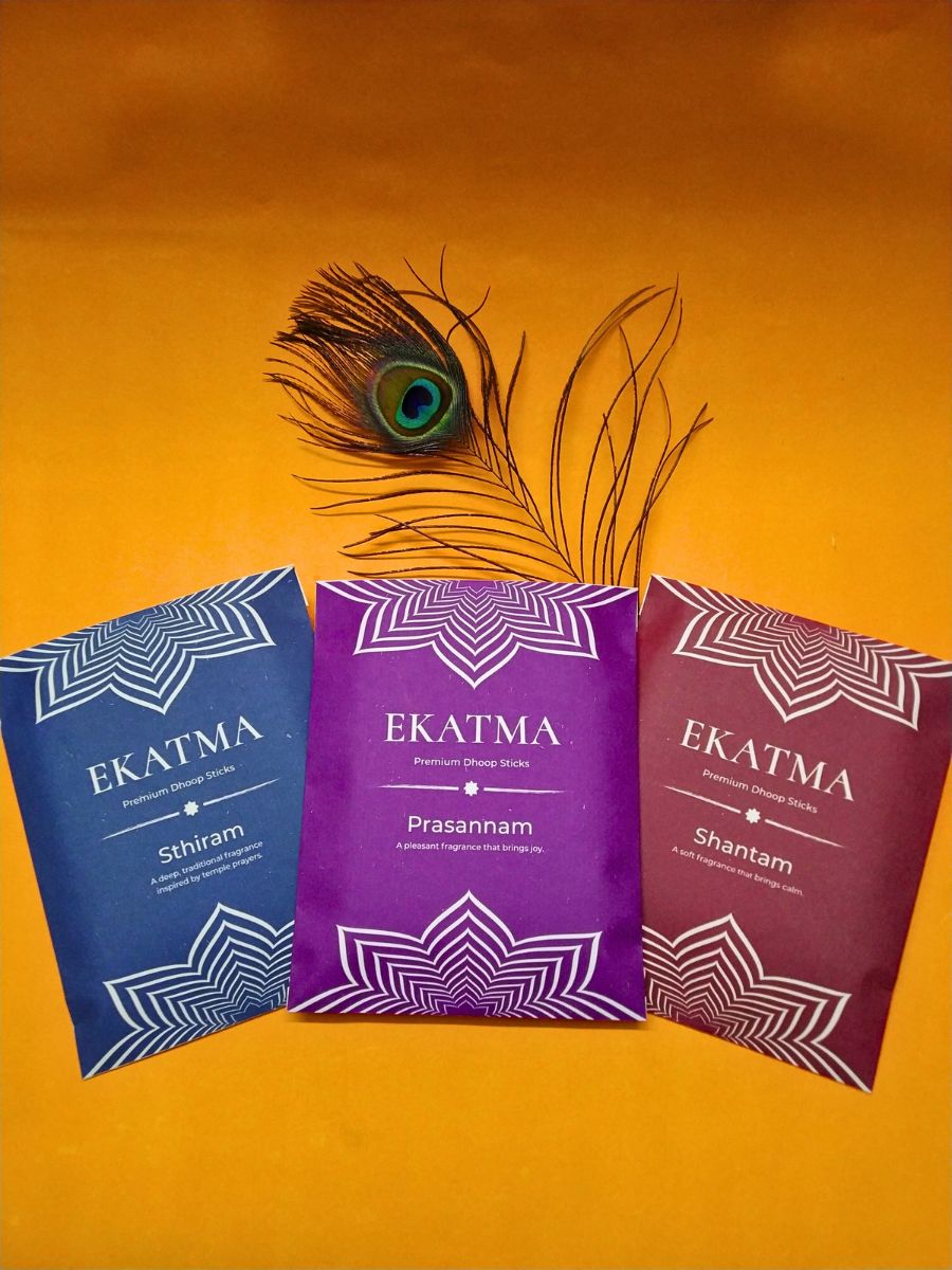 3-in-1 Ekatma Premium Pooja Dhoop Sticks Combo | Bambooless Incense Sticks