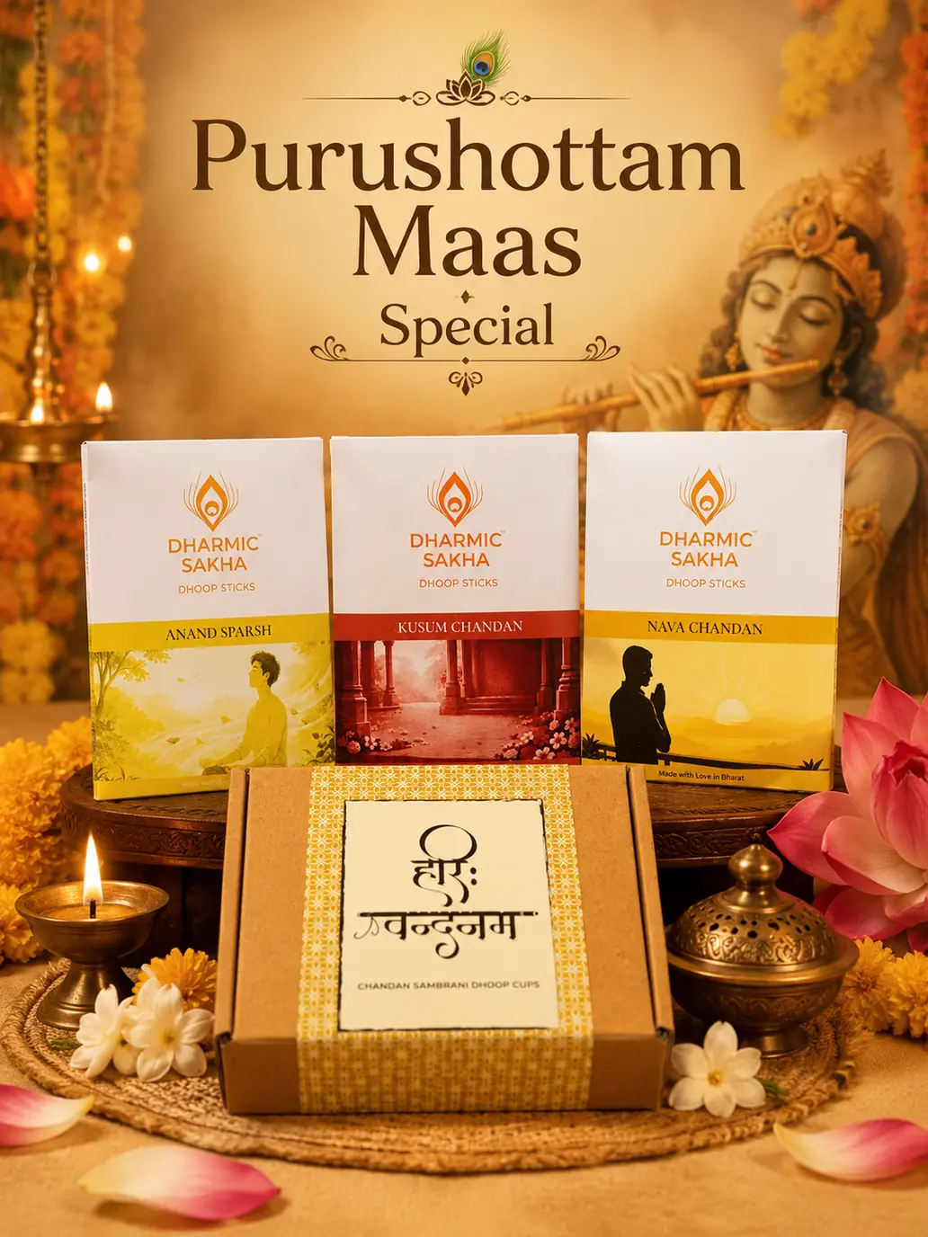Purushottam Maas Special Combo | Choose Any 3 Dhoop Sticks Pack & Any 1 Dhoop Cups Pack