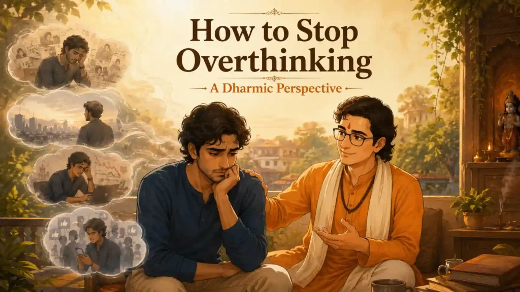 Person struggling with overthinking while Sakha guides them back to the present